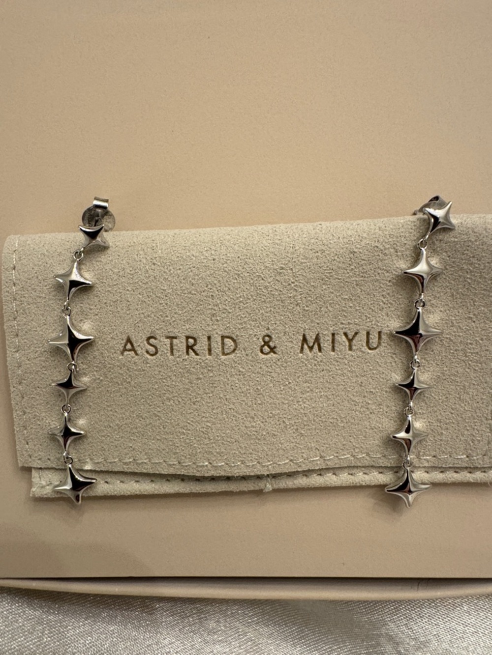 ASTRID & MIYU New Silver Star Link Drop Earrings